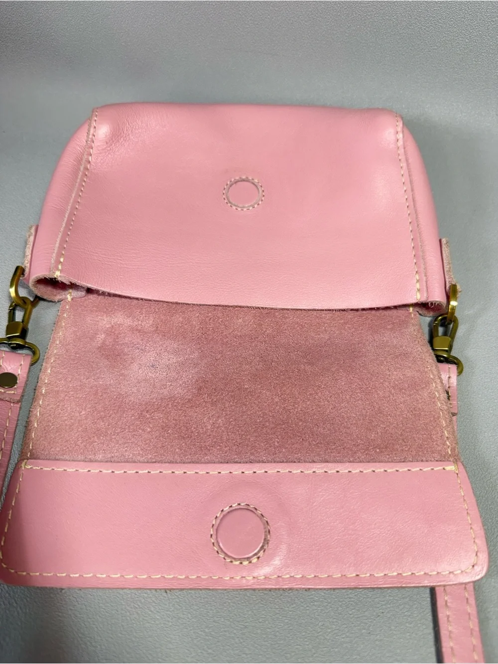 Portland Leather Pink Leather Metro Mini Crossbody Bag
